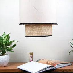 Grated Ginger Off-White & Beige Dual Shade Traditional Ceiling Lamp image 5