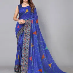 DIVASTRI Women Geometric Printed Poly Georgette Saree-image-99