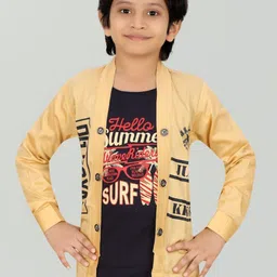 FASHION GRAB Boys Open Front Jacket with Embroidered-picture-2
