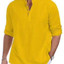 Edin Men Yellow Cotton Kurtas-image-94
