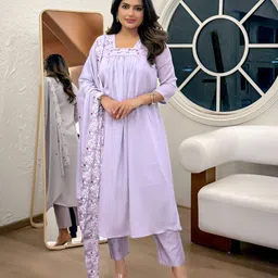 Happy Design Floral Yoke Design Square Neck Straight Kurta With Trousers & Dupatta-picture-26