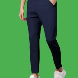 Men Regular Fit Blue Linen Blend Trousers-image-17
