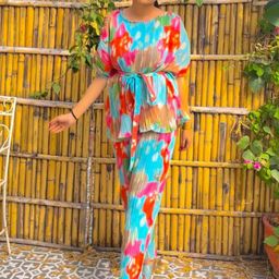 FFI Tie Dye Round Neck Top With Trouser Co-Ords-image-27