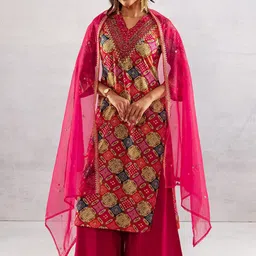 KALINI Women Ethnic Printed Regular Thread Work Kurta With Palazzos & Dupatta-picture-28