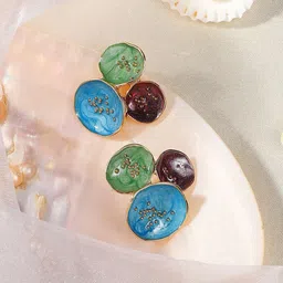 SOHI Gold-Plated Contemporary Stud Earrings-17