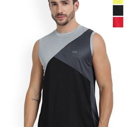 FTX Men Pack Of 4 Colourblocked Gym Vests-picture-46