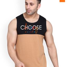SLOWLORIS Pack Of 2 Printed Combed Cotton Gym Vests VSL26 CMB(CHS BLACKRUST)(JUST ORANGE)-image-80