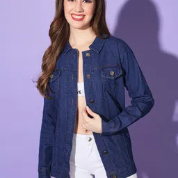 DIMPY GARMENTS Spread Collar Buttoned Denim Jacket-23