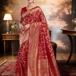 KALINI Ethnic Motifs Woven Design Zari Pure Silk Banarasi Saree-image-21