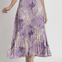 ZWERLON Printed Pleated A-Line Midi Skirt-picture-32
