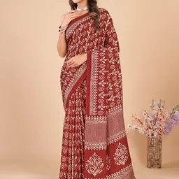 Mitera Dabu Silk Blend Bagru Saree-54