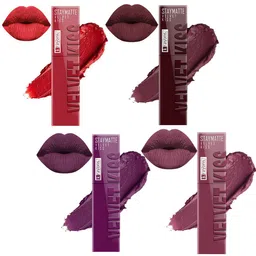 krayons Set Of 4 Velvet Kiss Liquid Lipstick - 3.5 ml Each - Shade 01-02-03-04-52