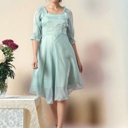 DressBerry Square Neck Silk Fit and Flare Dress-picture-22