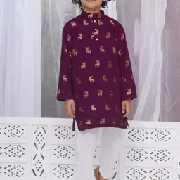 Little Bansi Boys Ethnic Motifs Regular Pure Cotton Kurta with Pyjamas-50