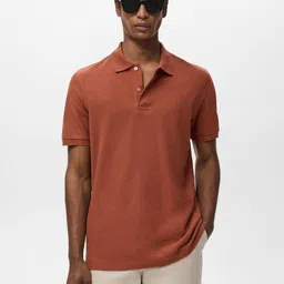 MANGO MAN Pure Cotton Polo Collar T-shirt-image-41