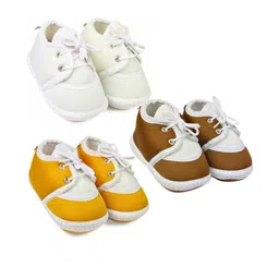 NESKA MODA 6 To 12 Months 3 Pair Combo Skin Friendly Soft Cotton Lace Shoes/ Booties-image-84