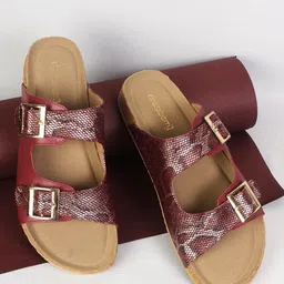 DressBerry Women Printed Open Toe Flats with Buckles-9