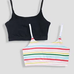 TRESNOVA Girls Pack Of 2 Striped Medium Coverage Non Padded Beginners Bra-image-21