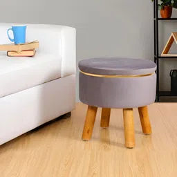 Shadowkart Set Of 2 Black & Grey Pouffes Sitting Stool Ottomans image 4