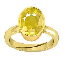 VISHVMA Gold Plated 11.00 Ratti Sapphire Pukhraj Gemstone Studded Finger Ring-picture-3