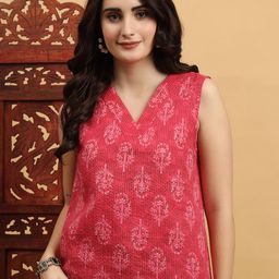 Anouk Rustic Ethnic Motifs Printed V-Neck Pure Cotton Kurti-image-33