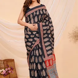 shivanya  handicrafts Shivanya Handicrafts Ethnic Motifs Printed Pure Cotton Block Print Saree-picture-0