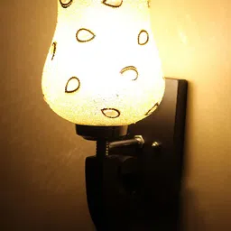 KINIS Brown & Gold-Toned Printed Quirky Cylinder Shaped Wood Wall Lamp-49