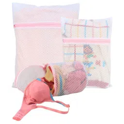 HOKIPO White 3 Pieces Mesh Laundry Clothes Washing Bags-3
