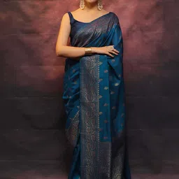 HERE&NOW Ethnic Motifs Zari Banarasi Saree-image-0
