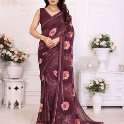 Moda Rapido Floral Beads and Stones Poly Georgette Saree-picture-25