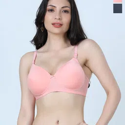 SHYAM SONS FLAIR Plainmould Pack Of 2 Full Coverage Lightly Padded Seamless T-shirt Bra-picture-34