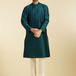 Diwas by Manyavar Ethnic Motifs Woven Design Mandarin Collar Straight Kurta-image-11