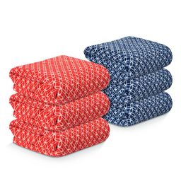 Kuber Industries Red & Blue 6 Pieces Printed 280 GSM Ultra Absorbent Soft Hand Towels-83