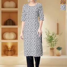 HERE&NOW Selection Of 3 Geometric Printed Round Neck Straight Kurtas-84