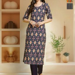 HERE&NOW Selection Of 3 Geometric Printed Round Neck Straight Kurtas-80