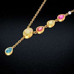 Joyalukkas Women 22 Kt Yellow Gold Shimmering Dewdrops Charm Gold Necklace-image-68