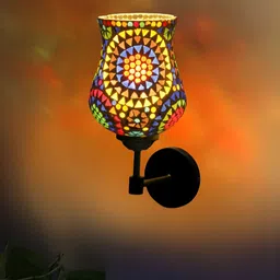 Devansh Black & Blue Metal Traditional Abstract Shaped Shaped Wall Lamp-image-62