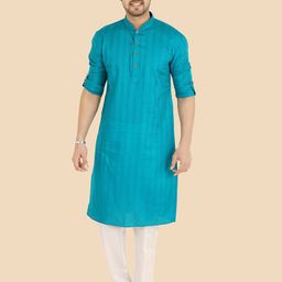 Ethniks Neu-Ron Men Striped Regular Pure Cotton Kurta with Pyjamas-image-87