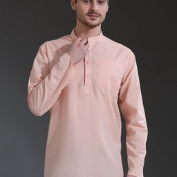 SKAVIJ Band Collar Cotton Short Straight Kurta-image-42