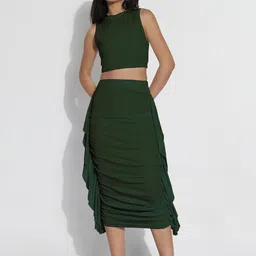 SHOWOFF Round Neck Top With Skirts Co-Ords-image-120