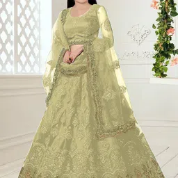 BAESD Girls Embroidered Semi-Stitched Lehenga & Unstitched Blouse With Dupatta-image-59