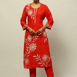 Rangriti Floral Printed Straight Kurta With Trouser-image-49