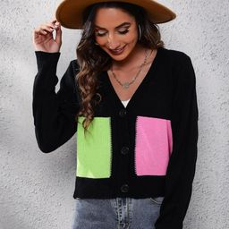 Oh Rare Women Colourblocked Cardigan-image-100