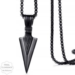 High Polished The Black Arrow for Men and Boys Black Silver Stainless Steel Pendant-image-40