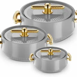 Polo Golden Inner Steel Pack of 3 Cook and Serve Casserole Set-image-50