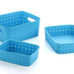 Plastic MGEDGE 3 Pieces Small Medium Large Size Multipurpose Solitaire Storage Basket B Storage Basket-image-25