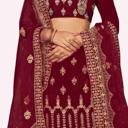 MANVAA Embroidered Thread Work Semi-Stitched Lehenga & Unstitched Blouse With Dupatta image 5