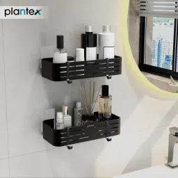 Shelf for Bathroom/Bathroom Organizer/Shelf with Self Adhesive Sticker-(12x5in) Aluminium Wall Shelf-66