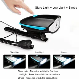 nsv USB Rechargeable Horn And Light 140 DB with Super Bright Lumen Light In 3 Modes. LED Spot Light image 2