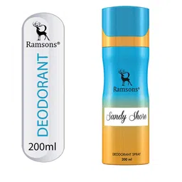 Ramsons Set Of 2 Deodorants 200ml Each - Sandy Shore & Once More with Red ZX Deo Talc 100g image 2